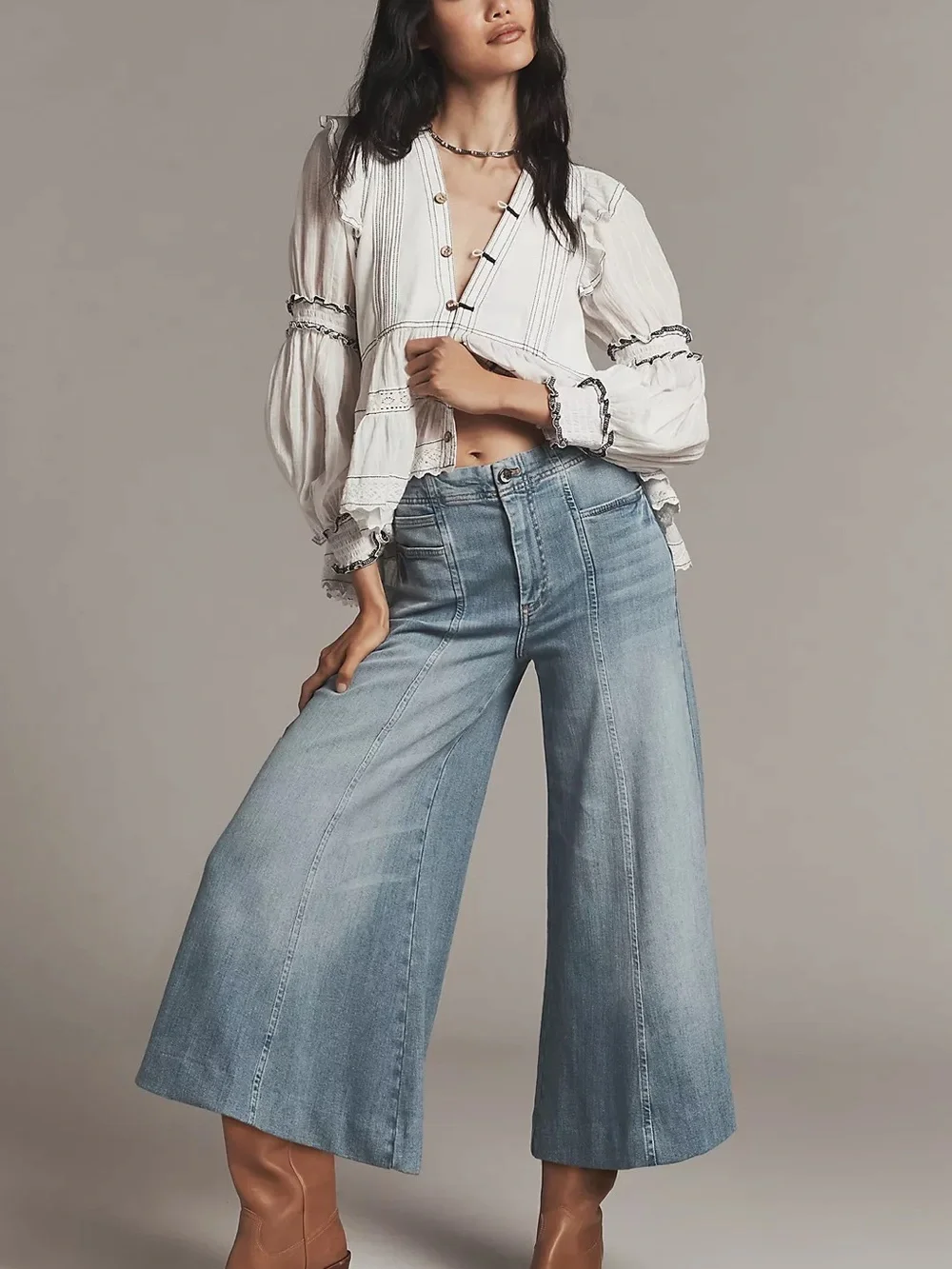 Anthropologie - Pilcro Mid-Rise Wide-Leg Crop Jeans, SZ 28, NWOT - SO CUTE ON! - Picture 2 of 6